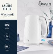 SWAN WINDSOR 1.7 LITRE 3KW RAPID BOIL JUGKETTLE WH | SK14611WHT image