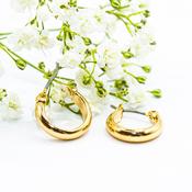 12mm Huggie Silver / Gold Hoop Earrings - Gold image
