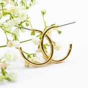 18mm Small Gold Posted Hoop Earrings for Sensitive Ears image