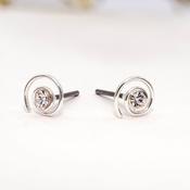 Silver Swirl Earrings with Clear Crystal - Earrings Ireland image