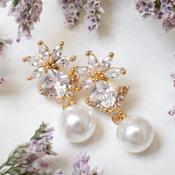 Gold CZ Drop Pearl Earrings | Nickel Free Earrings Ireland | Earsense - Earrings for sensitive ears image