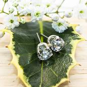 Silver Crystal Stud Earrings - 6mm