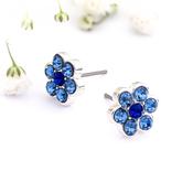 Blue Crystal Flower Stud Earrings - Earrings Ireland image
