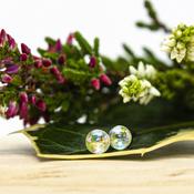 Clear Iridescent Fireball Earrings for Sensitive Ears image