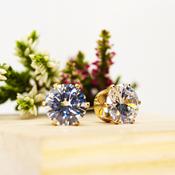Cubic Zirconia Gold Earrings - Multiple Sizes - 10mm image