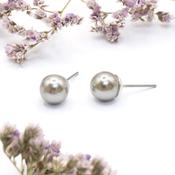 8mm Grey Pearl Earrings - Earsense - Earrings for sensitive ears image