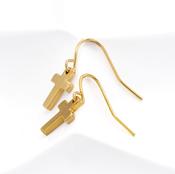Gold  Cross Drop Earrings for Sensitive Ears image