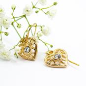Gold Drop Filigree Heart Earrings | Gold Earrings image