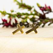Gold Cross Stud Earrings for Sensitive Ears image