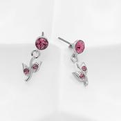Blue / Pink Crystal Flower Earrings for Sensitive Ears image