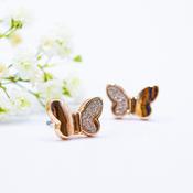 Rose Gold Diamante Butterfly Stud Earrings image