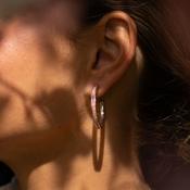 Rose Gold Diamante Hoop Earrings for Sensitive Ears image