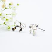 Silver Bow Earrings for Sensitive Ears image
