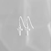 Silver Cross Drop Earrings for Sensitive Ears image