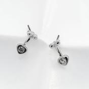 Silver Heart Crystal Stud Earrings for Sensitive Ears image