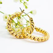 Gold Twisted Rope Effect Hoop Earrings image