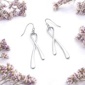 Silver Drop Crossover Earrings - Earrings for sensitive Ears image