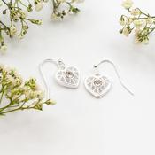 Silver Drop Filigree Heart Earrings for Sensitive Ears image