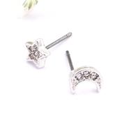 Silver Encrusted Star and Moon Earrings image