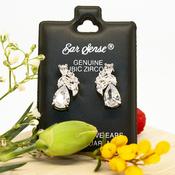 Silver CZ Teardrop Stud Earrings for Sensitive Ears image
