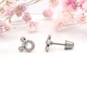 Stainless Steel Mouse Studs with Rose CZ's - Hypoallergenic image