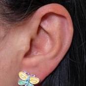 Yellow Butterfly Stud Earrings - Large 16mm image