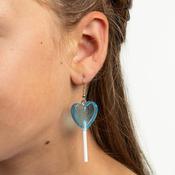 Blue Heart Drop Lollipop Earrings | Nickel Free Earrings Ireland | Earsense - Earrings for sensitive ears