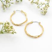 Gold Textured Twisted Hoop Earrings | Nickel Free Earrings Ireland | Earsense - Earrings for sensitive ears image