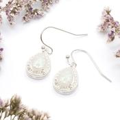 Mother Of Pearl CZ Drop Earrings | Nickel Free Earrings Ireland | Earsense - Earrings for sensitive ears image