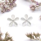 Pearl Effect Flower Studs | Nickel Free Earrings Ireland | Earsense - Earrings for sensitive ears image
