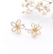 Gold Wire Flower Stud Earrings | Nickel Free Earrings Ireland | Earsense - Earrings for sensitive ears image