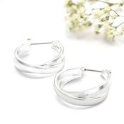 Silver Chunky Intertwined Hoop Earrings | Clasp closure image