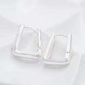 Silver Rectangular Hoop Earrings | 20mm Drop image