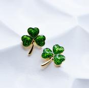 Glitter Shamrock Stud Earrings | Nickel Free Earrings Ireland | Earsense - Earrings for sensitive ears