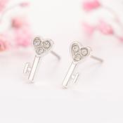 Silver Key Stud Earrings | Nickel Free Earrings Ireland | Earsense - Earrings for sensitive ears image