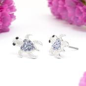 Blue Crystal Turtle Stud Earrings | Nickel Free Earrings Ireland | Earsense - Earrings for sensitive ears