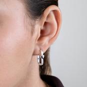Silver Crystal Heart Rectangular Hoop Earrings | Nickel Free Earrings Ireland | Earsense - Earrings for sensitive ears image
