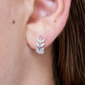 Silver CZ Leaf Huggie Hoop Earrings | Nickel Free Earrings Ireland | Earsense - Earrings for sensitive ears image