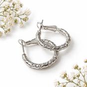 Easy Open Silver Rope Effect Hoop Earrings | Nickel Free Earrings Ireland | Earsense - Earrings for sensitive ears