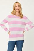 Olsen Henny Sweater With Striped Design - Refresh - Peony Pink - 38