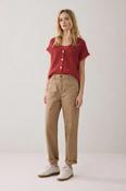 Summum Woman Loose Tapered Trousers With Drawstring Fastening - Beige - 34 image