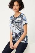 Olsen Cosima Shirt With Panel Print - Riviera Mood -  Ink Blue - 38