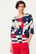 Olsen Hannah Shirt With Panel Print - Riviera Mood - Ink Blue - 40
