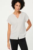 Olsen  Cosima Shirt With Full Button Placket - Gloden Glow - White - 34