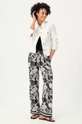 Olsen Anna Wide Trousers With All-Over Design - Gloden Glow - Black - 36