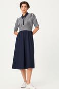 Olsen  Dress With Striped Top And Poplin Skirt - Riviera Mood - Ink Blue - 34