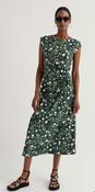 Seasalt Fettling Jersey Tie Detail Midi Dress - Garden Plants Inkwell - uk8