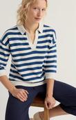 Seasalt  Gwynver Lightweight V-Neck Collared Jumper - Cornish Dark Voyage Chalk - uk14