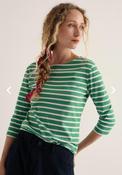 Seasalt Sailor 3/4 Sleeve Top in GOTS-Certified Organic Cotton Jersey -Breton Pea Pod - uk16 image