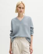 Marc O Polo Loose-Fitting V-Neck Knit Sweater - Glacial Blue - m